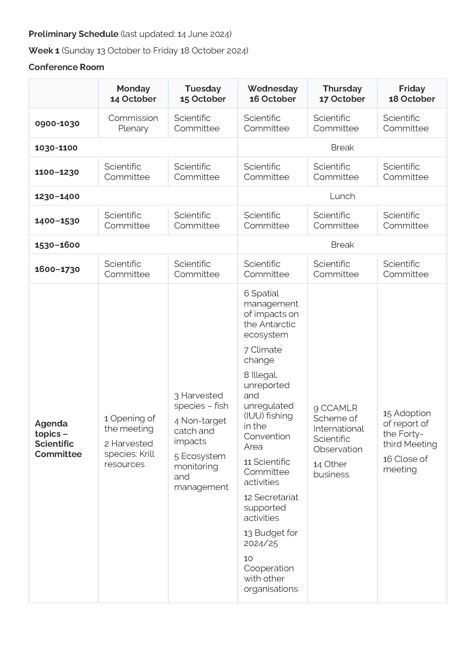 SC-43 schedule